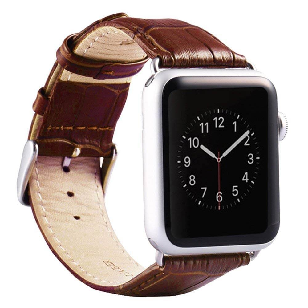 44/42mm horloge bandje leer - croco Apple Watch bruin