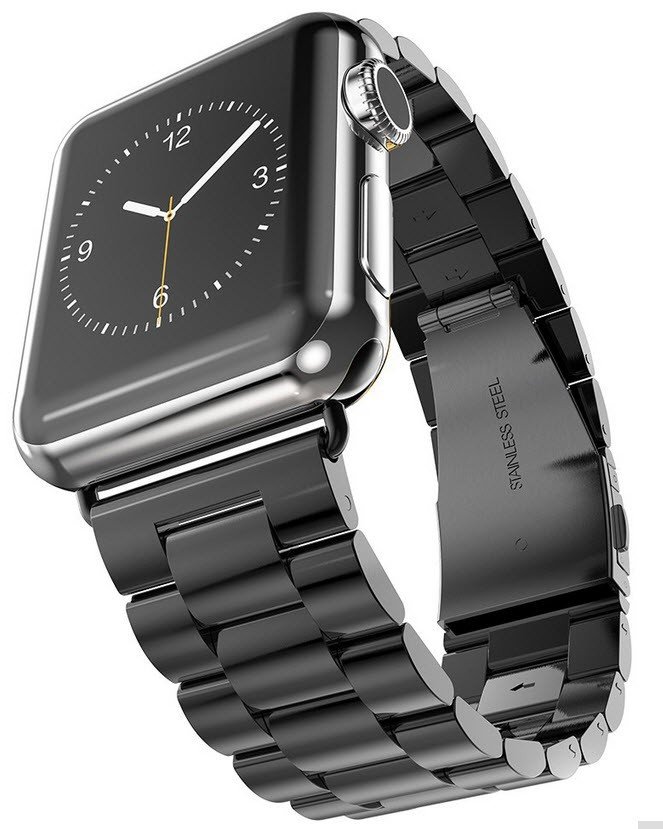 44/42mm horloge bandje RVS voor Apple Watch - zwart