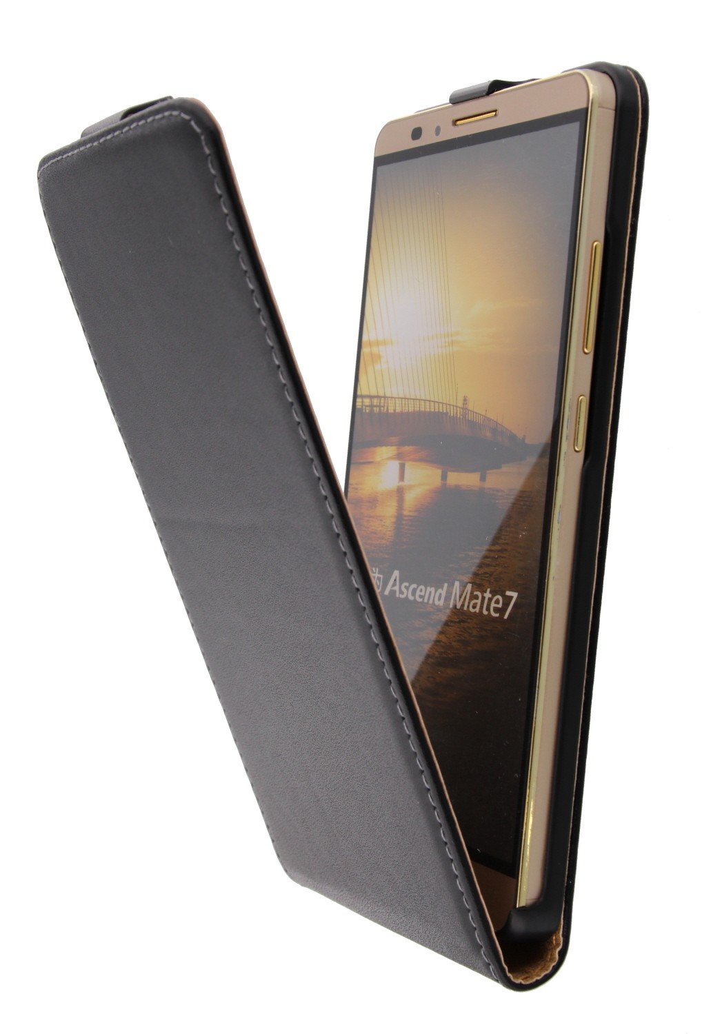 Hoesje Huawei Mate 7 flip case dual color zwart