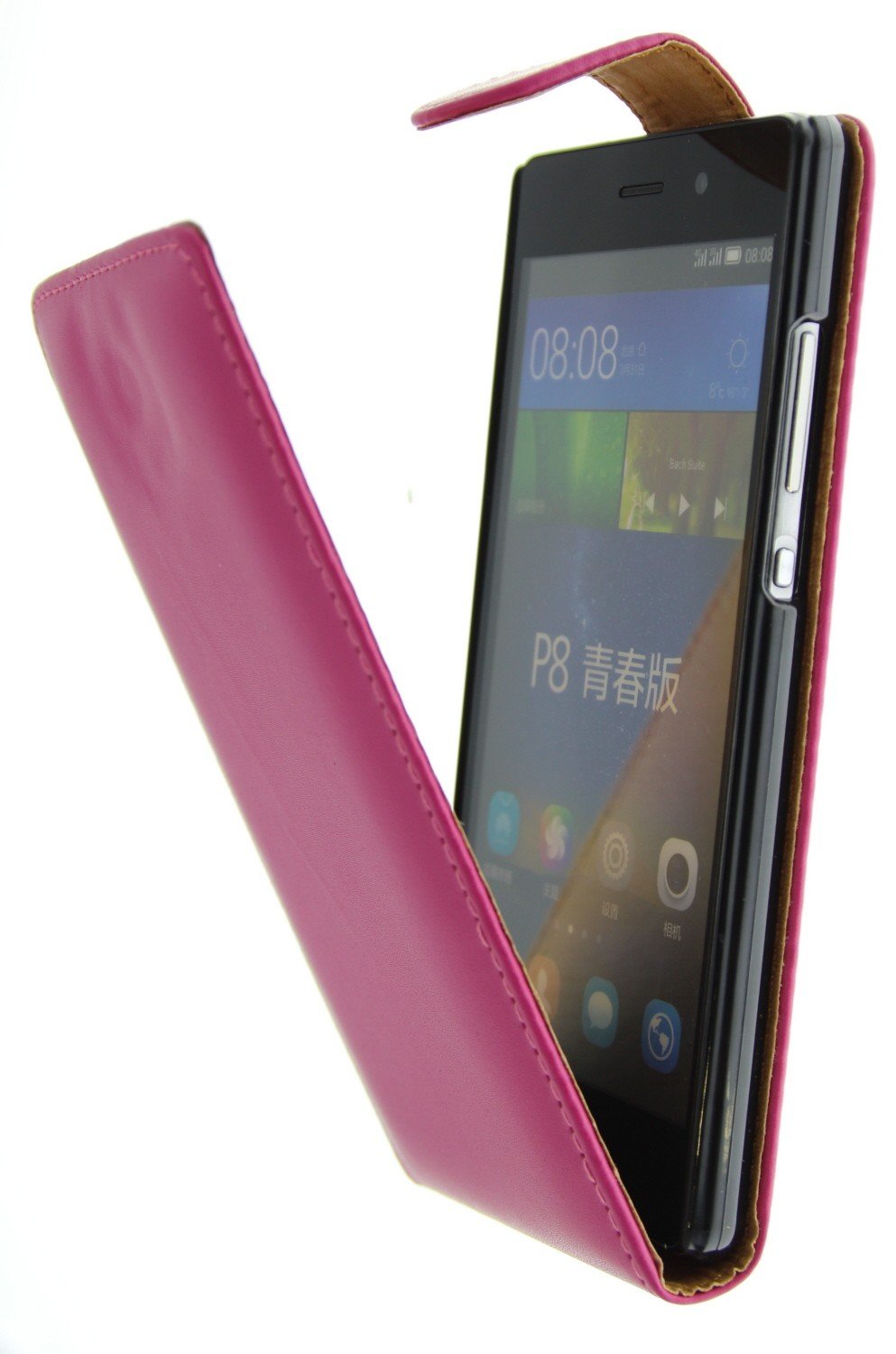 Open - Hoesje Huawei P8 Lite flip case roze