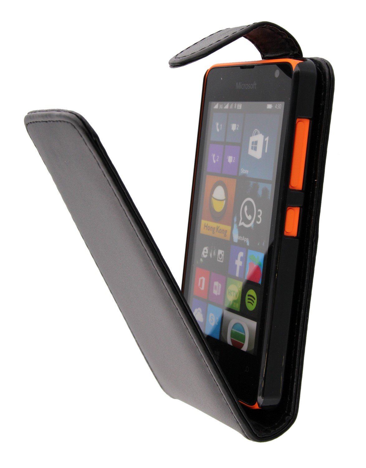 Hoesje Microsoft Lumia 430 flip case zwart - Open
