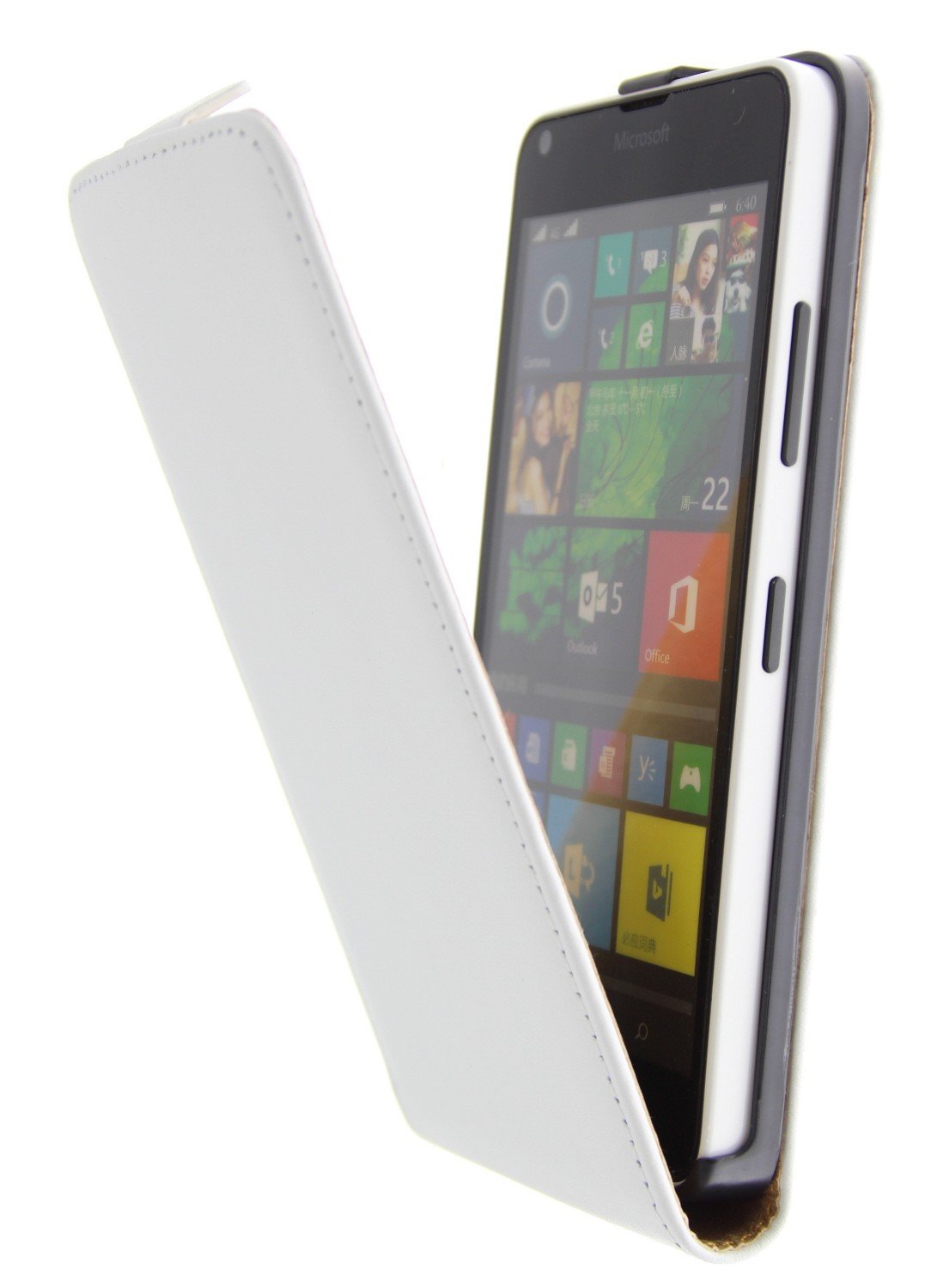 Open - Hoesje Microsoft Lumia 640 flip case dual color wit