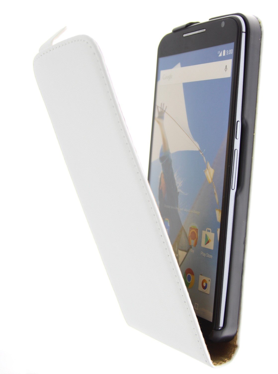 Open - Hoesje Motorola Nexus 6 flip case dual color wit