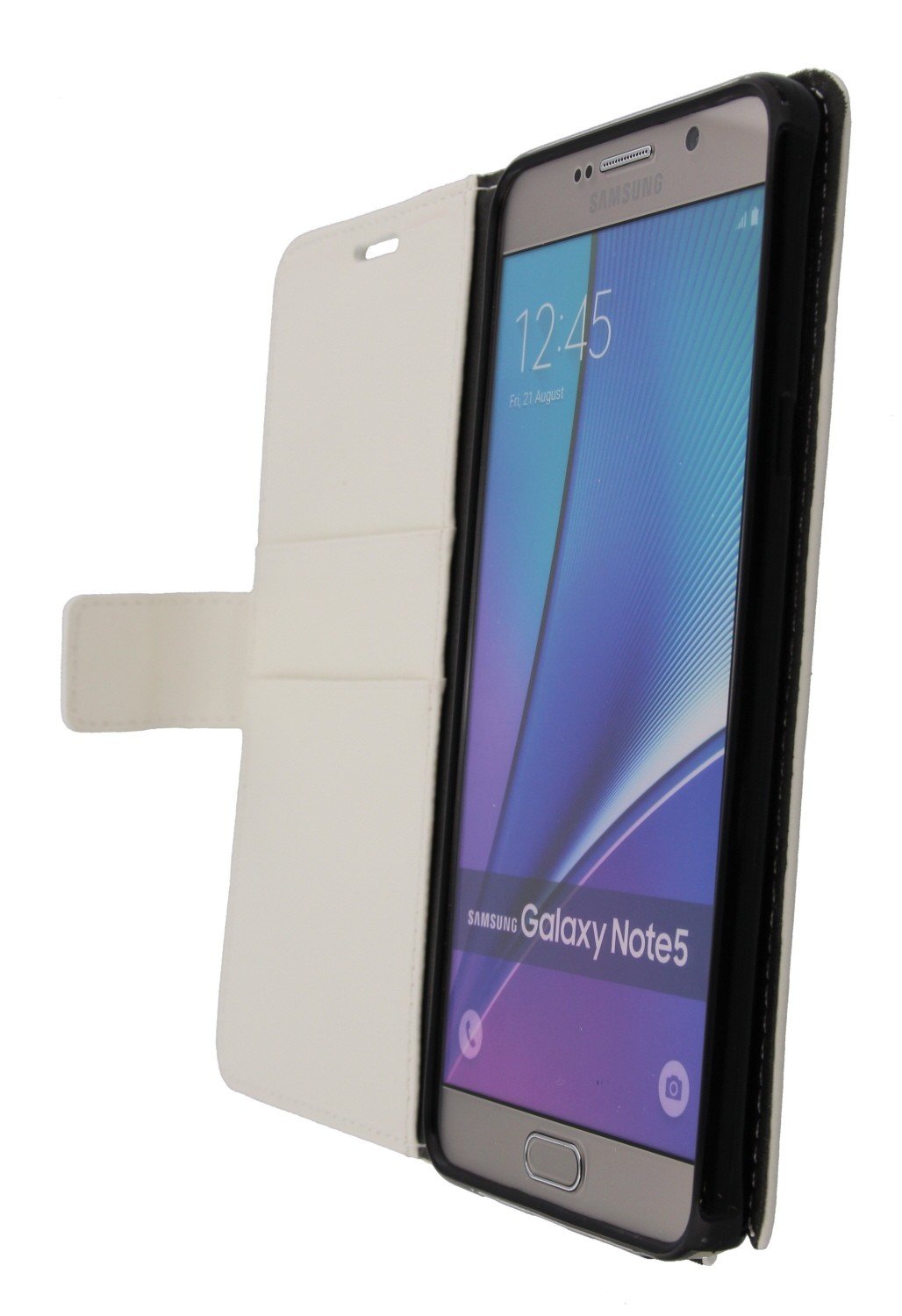 Hoesje Samsung Galaxy Note 5 flip wallet wit - Open