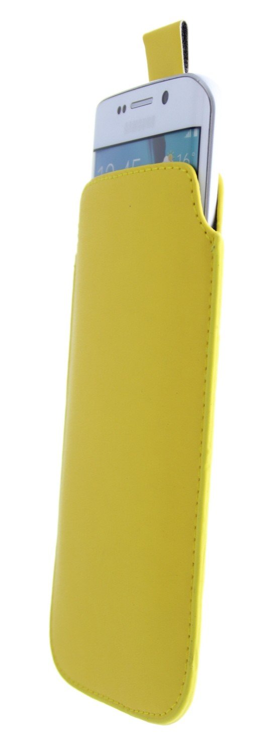 Hoesje Samsung Galaxy S6 / S6 Edge pull pouch geel