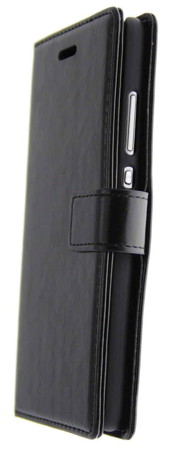 Voorkant - Luxury wallet hoesje Huawei P8 Lite zwart