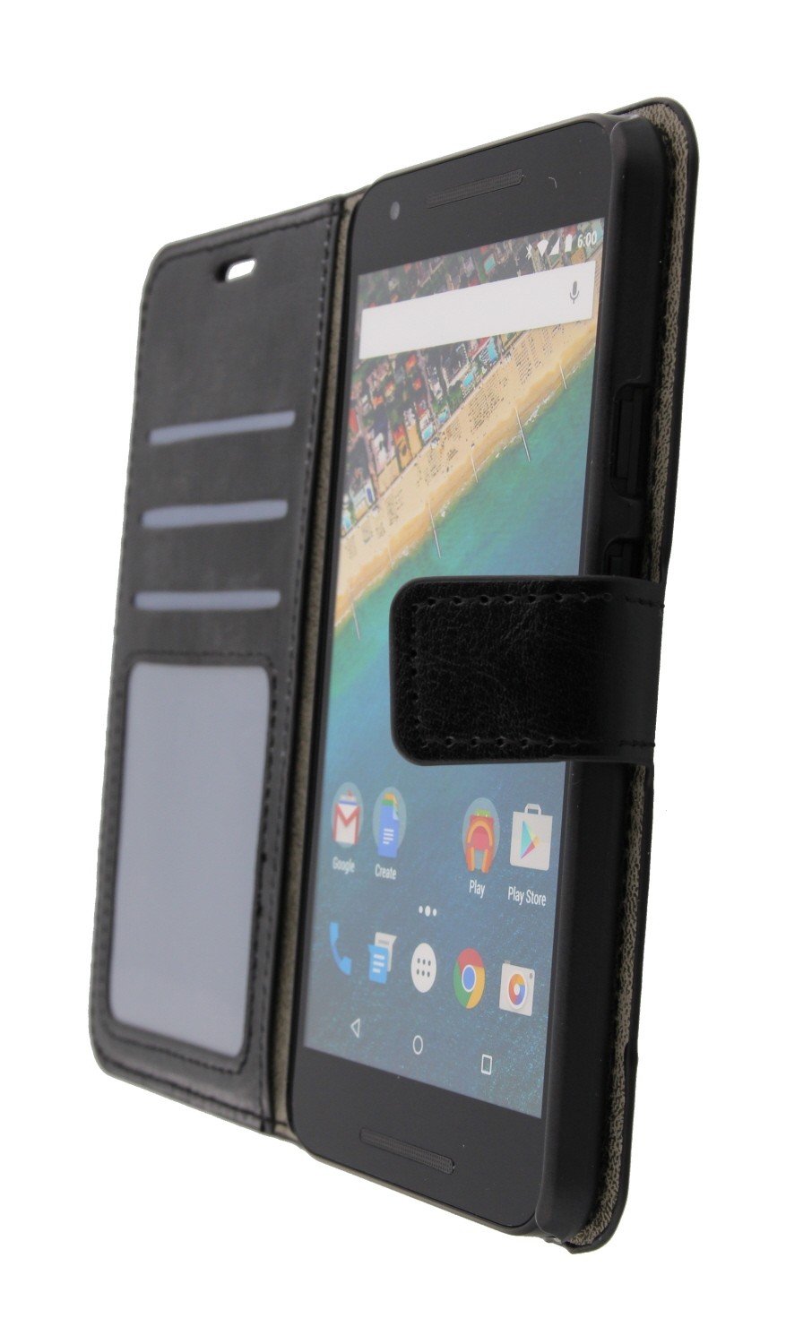 Luxury wallet hoesje LG Nexus 5X zwart - Open