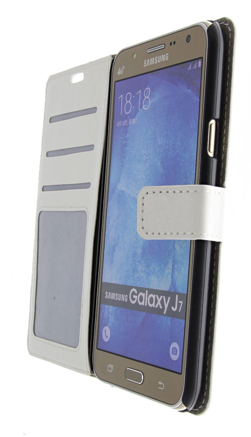 Luxury wallet hoesje Samsung Galaxy J7 wit - Open
