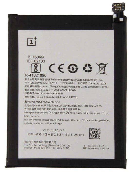 OnePlus 3 batterij BLP613 3000 mAh Origineel