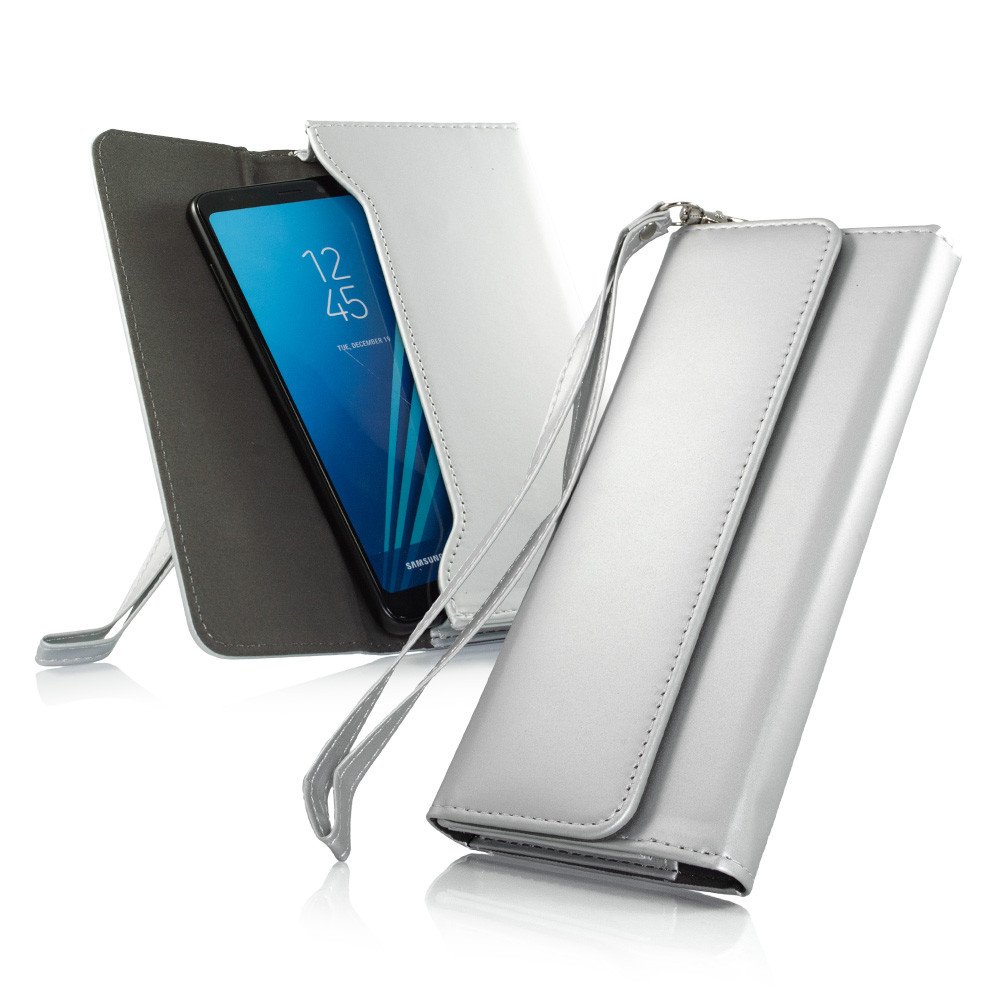 Smartphone clutch etui universeel zilver/grijs tot 6.0 inch