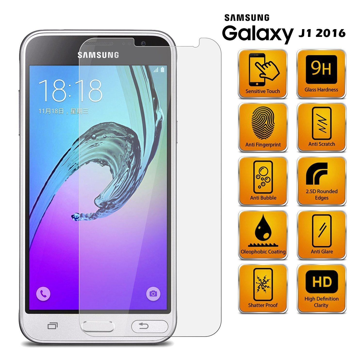 Tempered Glass Screenprotector Samsung Galaxy J1 2016