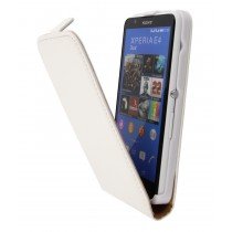 Hoesje Sony Xperia E4 flip case dual color wit - Open