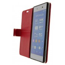 Hoesje Sony Xperia Z3+ flip wallet rood - Open