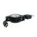 USB-C naar USB kabel - Oprolbaar 0,7m - zwart